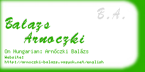 balazs arnoczki business card